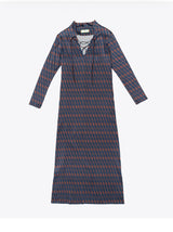 Long dress chocholate & blu