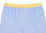 Pantalone giallo a righe e pantalone azzurro
