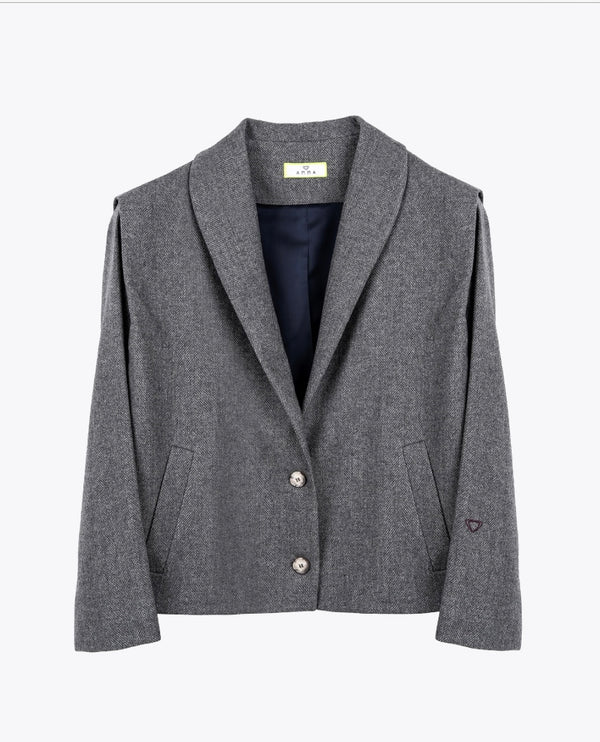 grey herringbone jacket