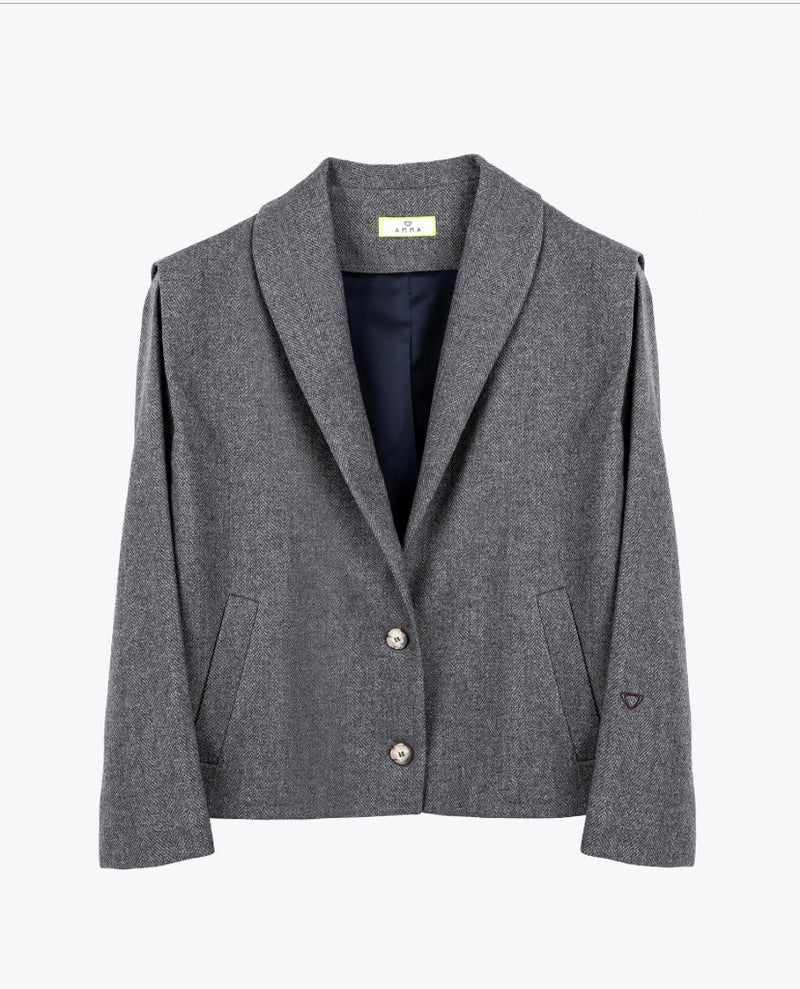 grey herringbone jacket
