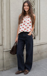 Top bocche con laccio a righe
