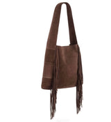 L76 borsa in suede con frange cioccolato