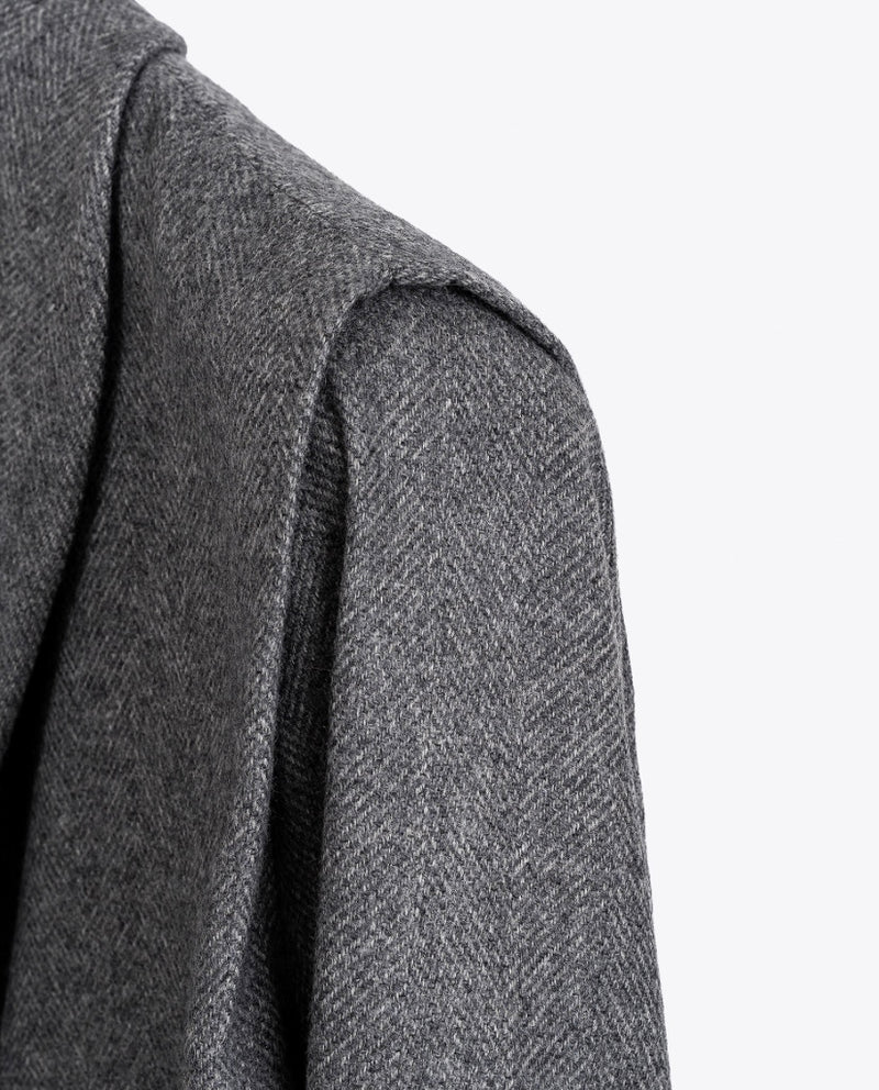 grey herringbone jacket
