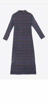 Long dress chocholate & blu