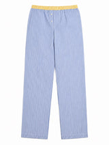 Pantalone giallo a righe e pantalone azzurro