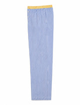 Pantalone giallo a righe e pantalone azzurro