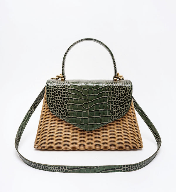ELLA - color CAKI in pelle stampa cocco