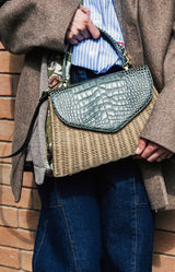 ELLA - color CAKI in pelle stampa cocco